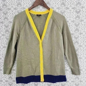 Talbots women's sweater cardigan MP green blue yellow